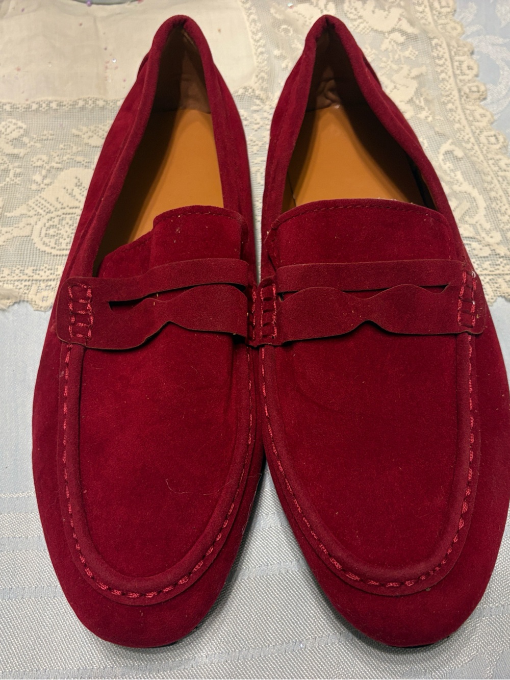 Men's Red Suede Penny Loafers